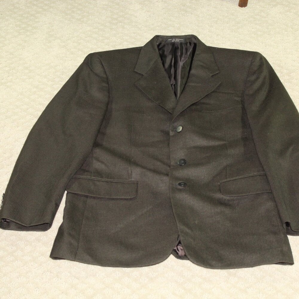 Albert Nipon Mens Black Brown Houndstooth Wool Bl… - image 1